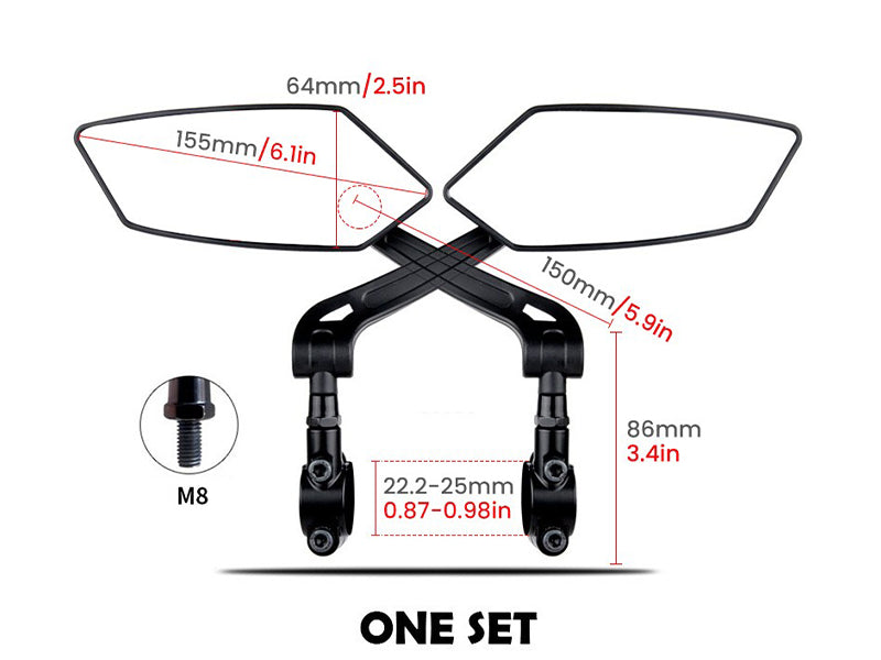 HD Blast-Resistant Mirrors for Electric Bike